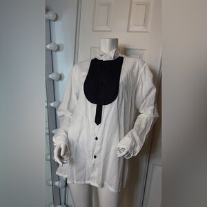 Elegant White Shirt with Black Detail